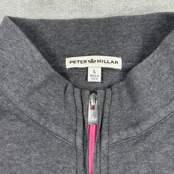 Peter Millar Heather Interlock 1/4 Zip Pullover Mens Golf Performance Sweatshirt - Picture 3 of 7
